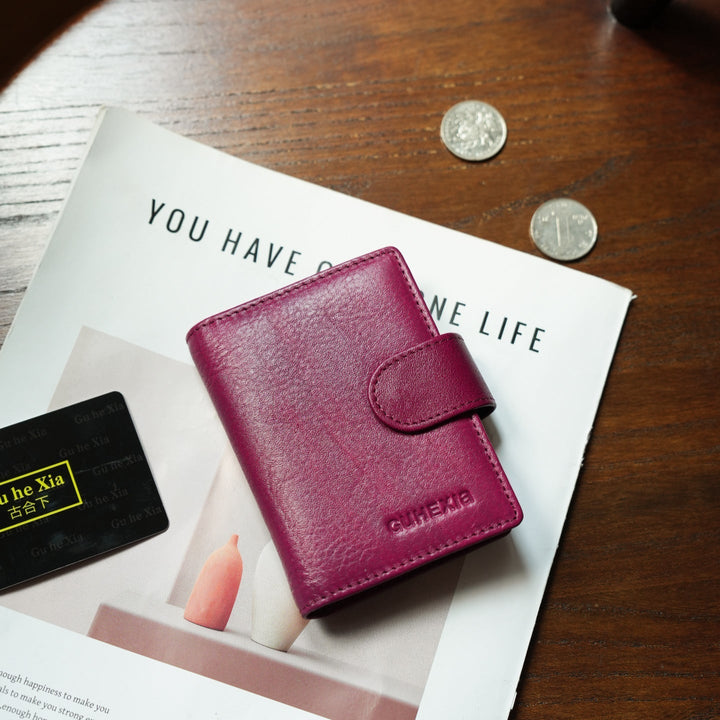 Slim Genuine Leather Card Organizer - Compact Wallet for Women