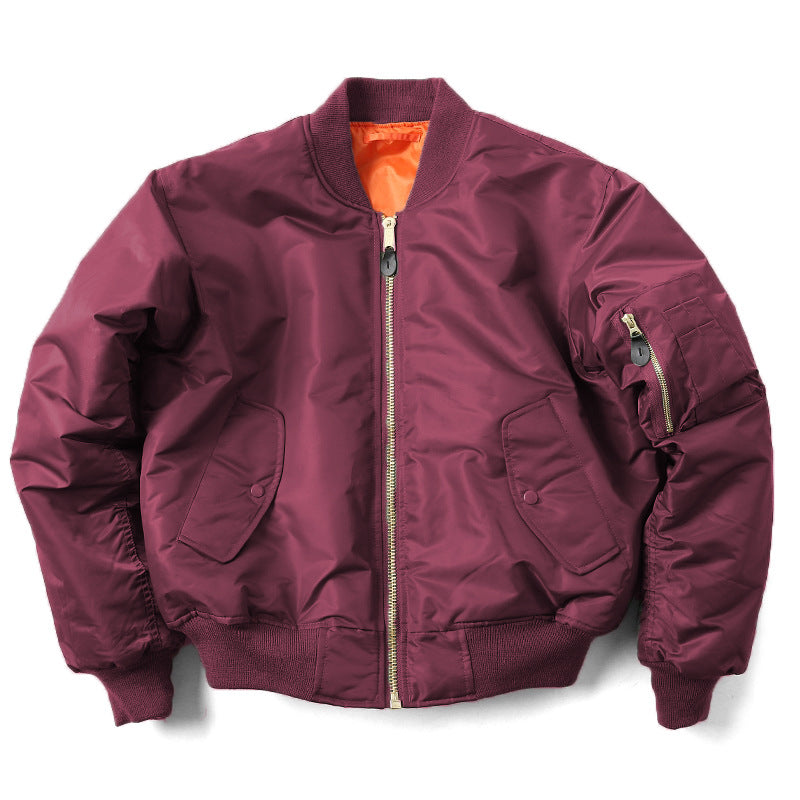 Padded Bomber Jacket Men Lined Zipper Pockets