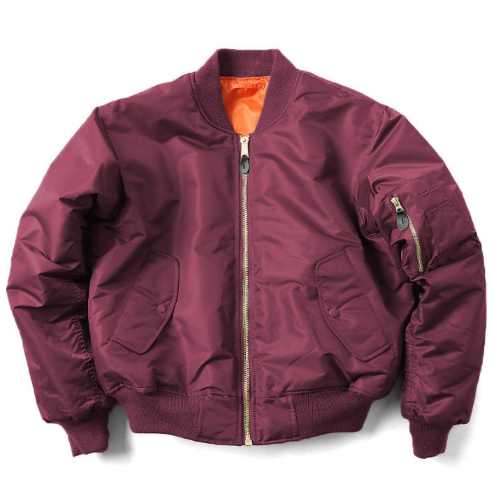 Padded Bomber Jacket Men Lined Zipper Pockets