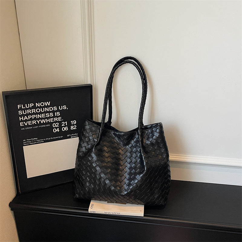 Woven Leather Everyday Tote Bag - Spacious & Durable