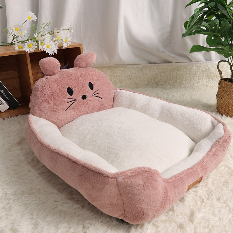 Plush Feline Comfort Bed - Cozy Cat Nap Spot with Raised Edges