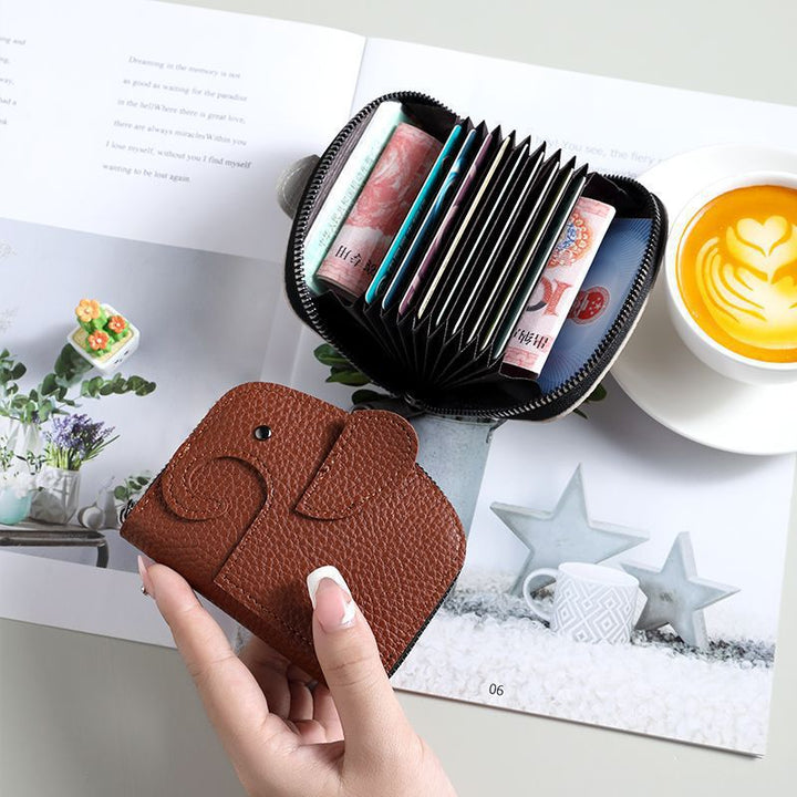 Premium Textured Leather Zippered Card Wallet with Multiple Compartments