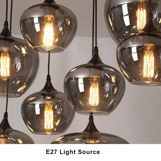 Modern Smoke Gray Glass 1-Bulb LED Pendant Lamp