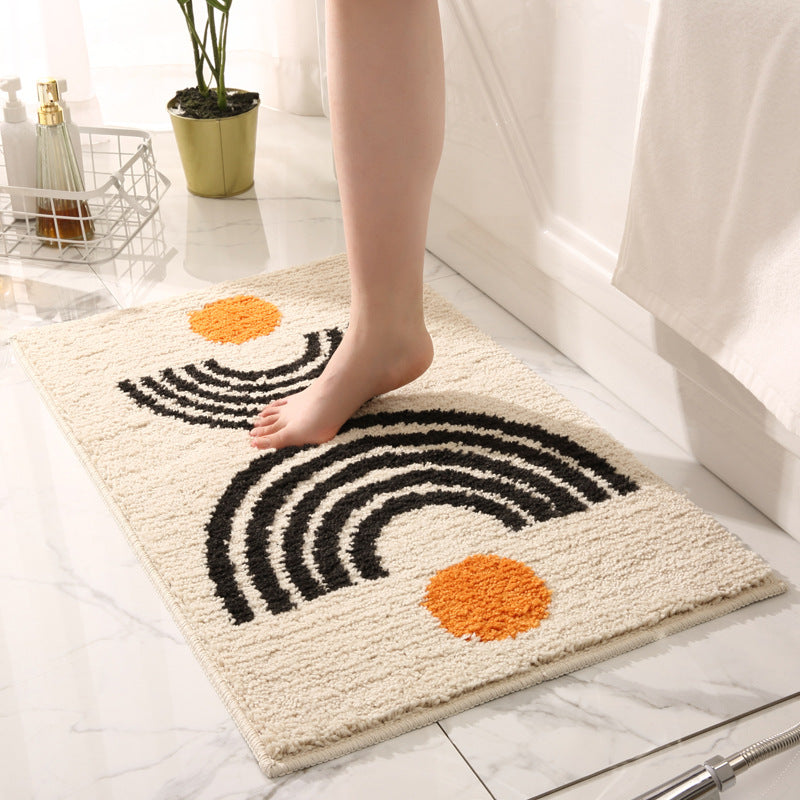 Premium Plush Geometric Bathroom Mat with Non-Slip Backing