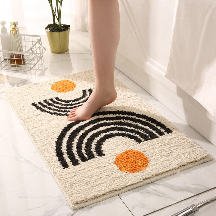 Premium Plush Geometric Bathroom Mat with Non-Slip Backing