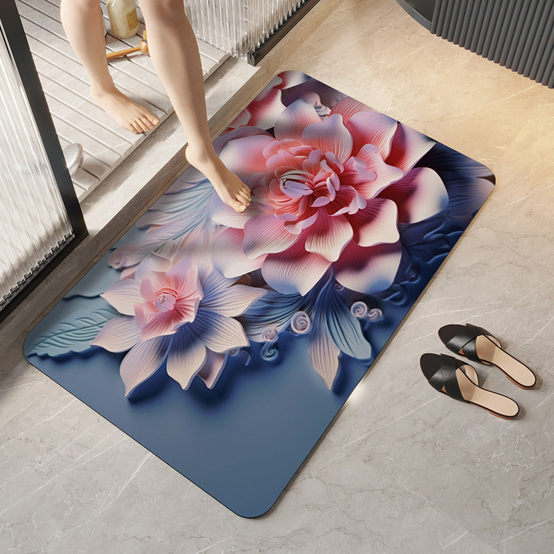 Botanical Elegance Bath Mat with Anti-Slip Backing