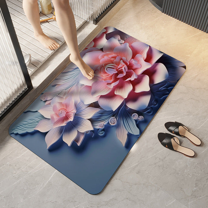 Botanical Elegance Bath Mat with Anti-Slip Backing