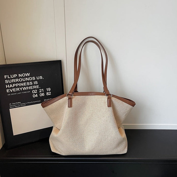 Premium Canvas Tote with Leather Trim - Spacious Everyday Bag