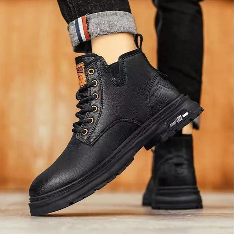 Premium Slip-On Leather Work Boots – Comfortable Anti-Slip Casual Footwear