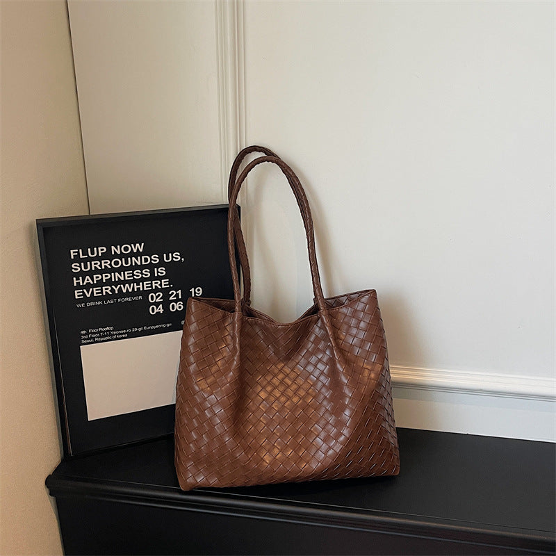 Woven Leather Everyday Tote Bag - Spacious & Durable