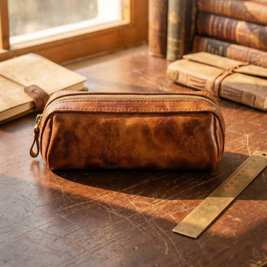 Premium Leather Writing Organizer - Stylish Pencil Case