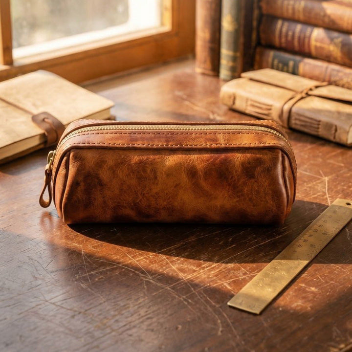 Premium Leather Writing Organizer - Stylish Pencil Case