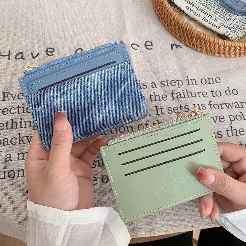 Compact Multi-Pocket Card Organizer Wallet with Zippered Coin Pouch