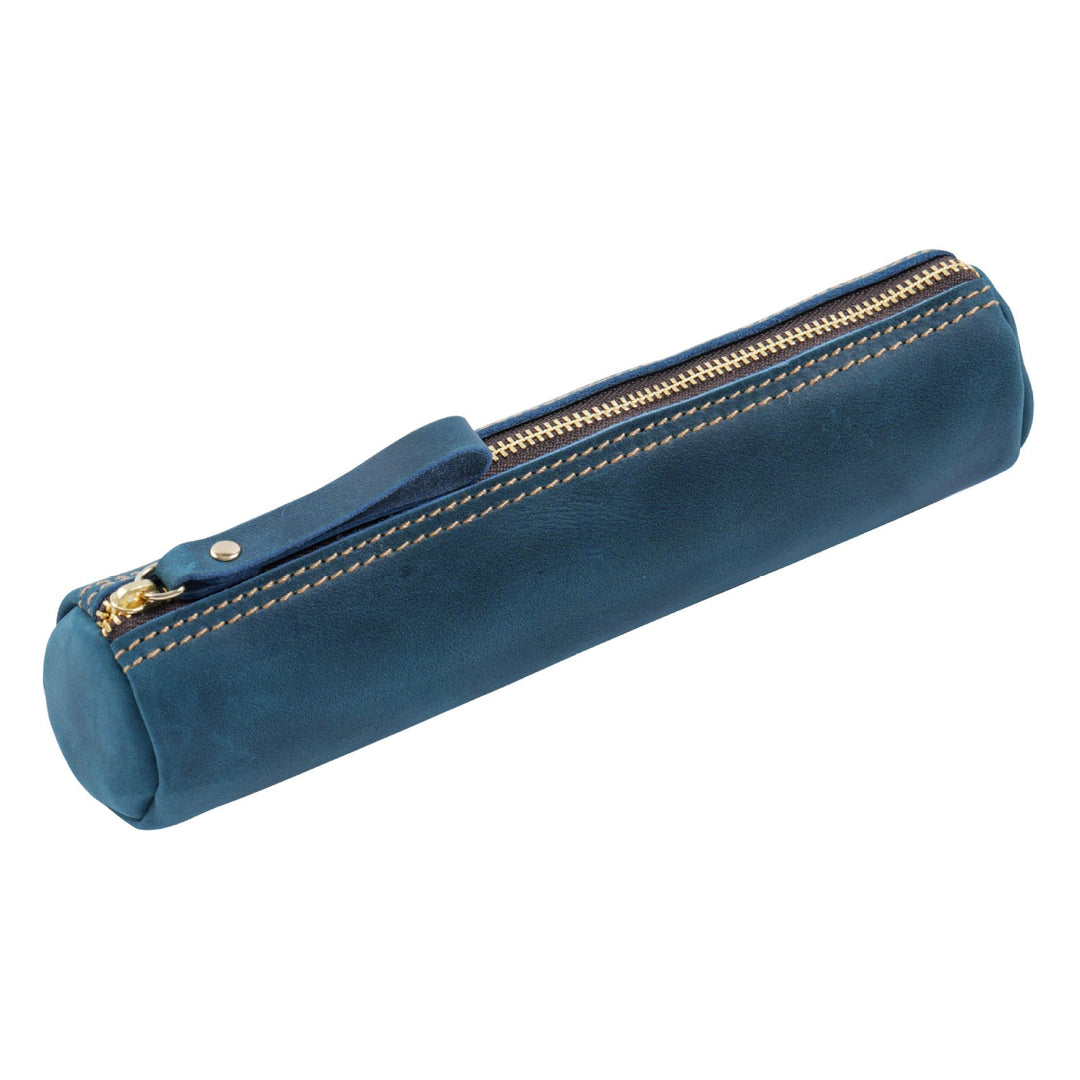 Premium Leather Writing Instrument Organizer with Zipper Closure