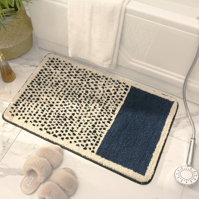 Modern Abstract Plush Bathroom Mat with Non-Slip Backing