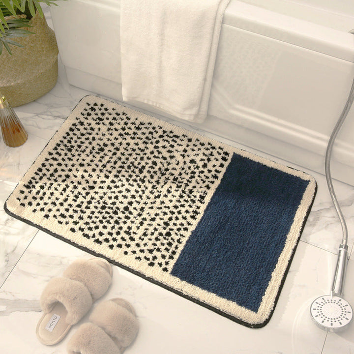 Modern Abstract Plush Bathroom Mat with Non-Slip Backing