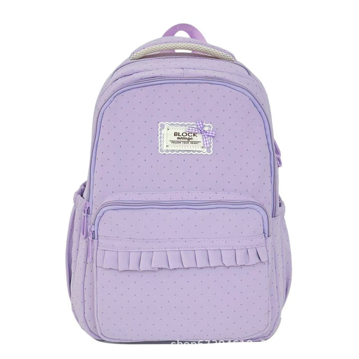 Polka Dot Ruffled School Backpack with Padded Straps
