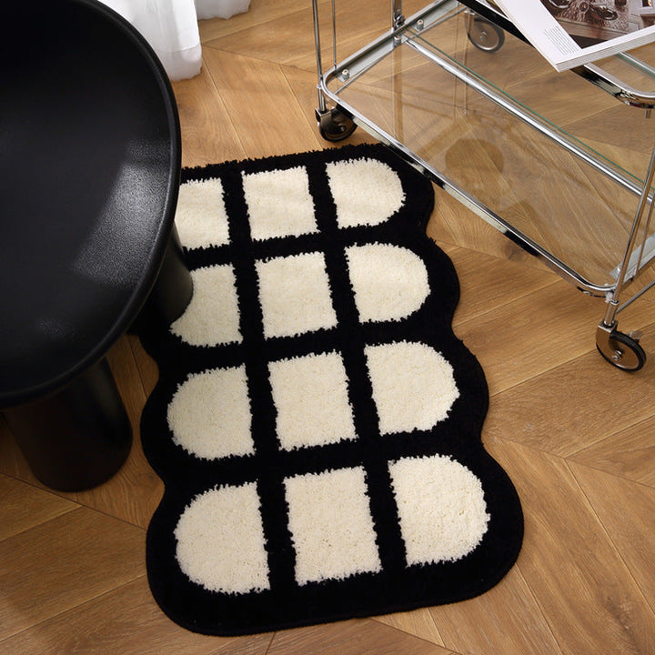 Plush Pillow-Edge Bathroom Mat with Non-Slip Backing
