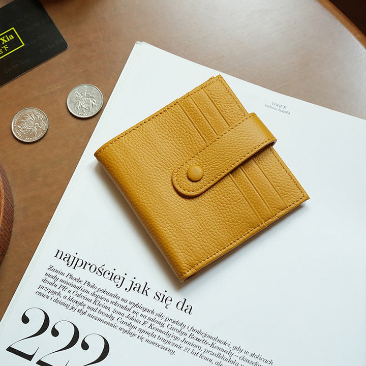 Premium Textured Leather Bi-Fold Wallet with Button Clasp