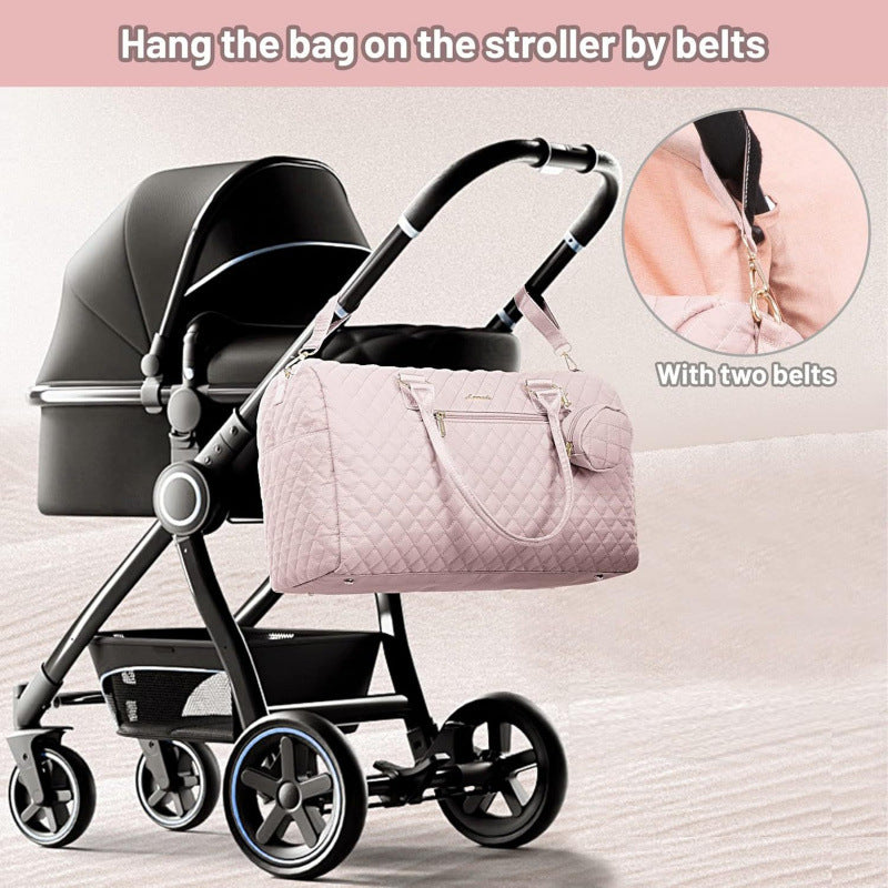 Quilted Multi-Compartment Travel Duffle Bag with Removable Strap