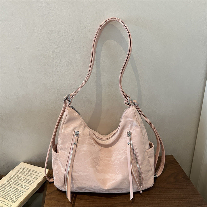 Modern Textured Hobo Shoulder Bag with Crossbody Strap