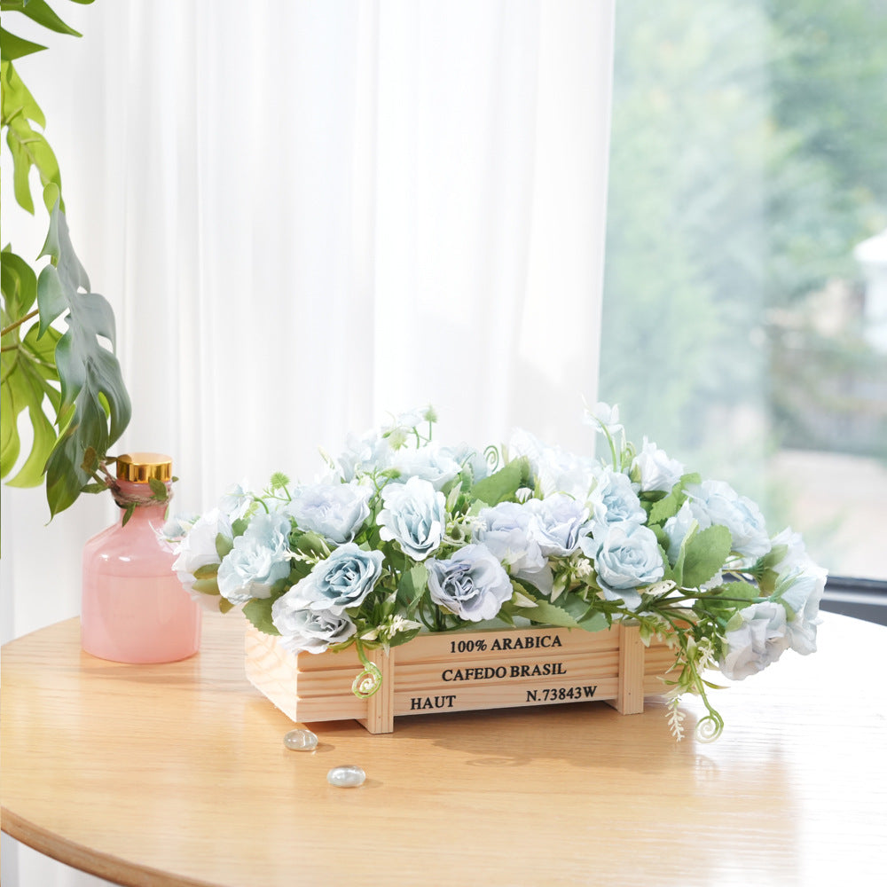Rustic Wooden Artificial Flower Arrangement for Home & Office Decor