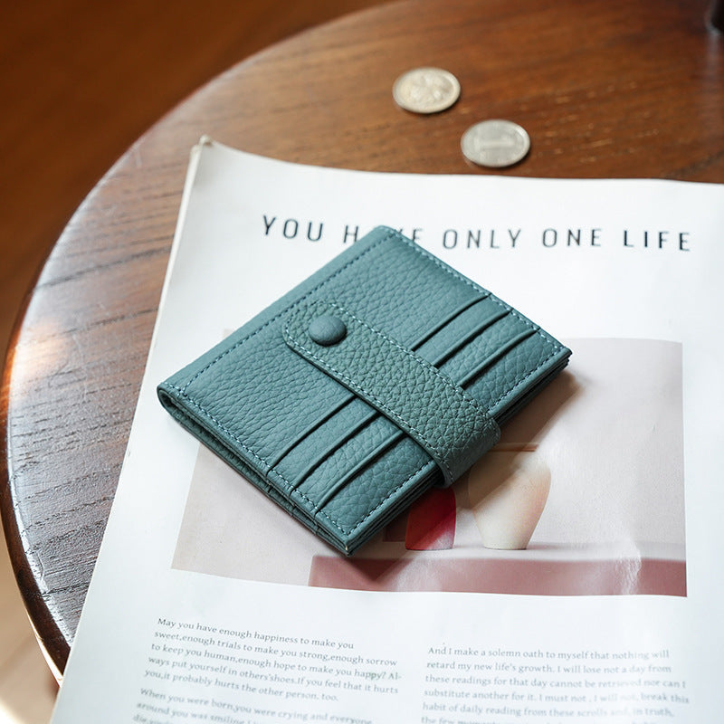Premium Textured Leather Bi-Fold Wallet with Button Clasp