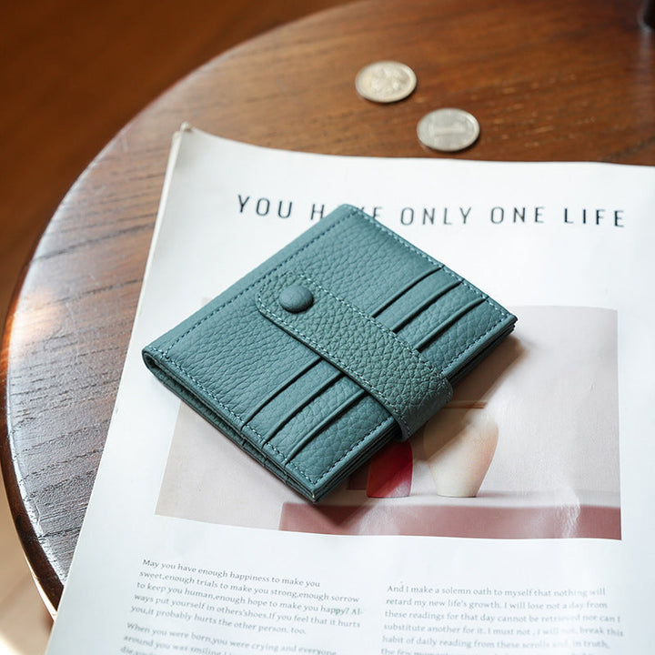 Premium Textured Leather Bi-Fold Wallet with Button Clasp