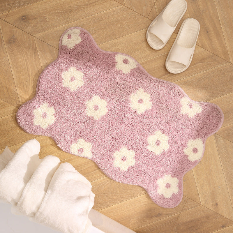 Premium Checkered Plush Bathroom Mat with Non-Slip Backing