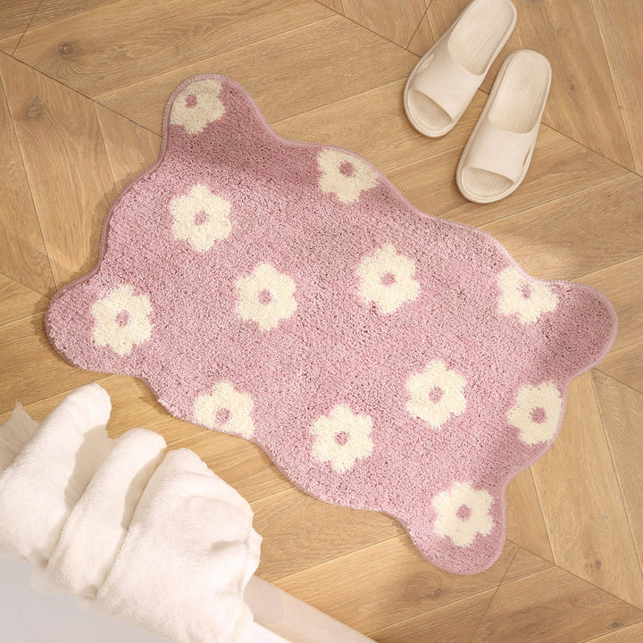 Premium Checkered Plush Bathroom Mat with Non-Slip Backing