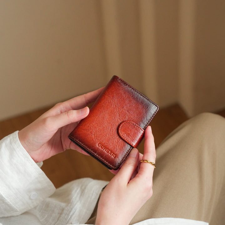 Slim Genuine Leather Card Organizer - Compact Wallet for Women