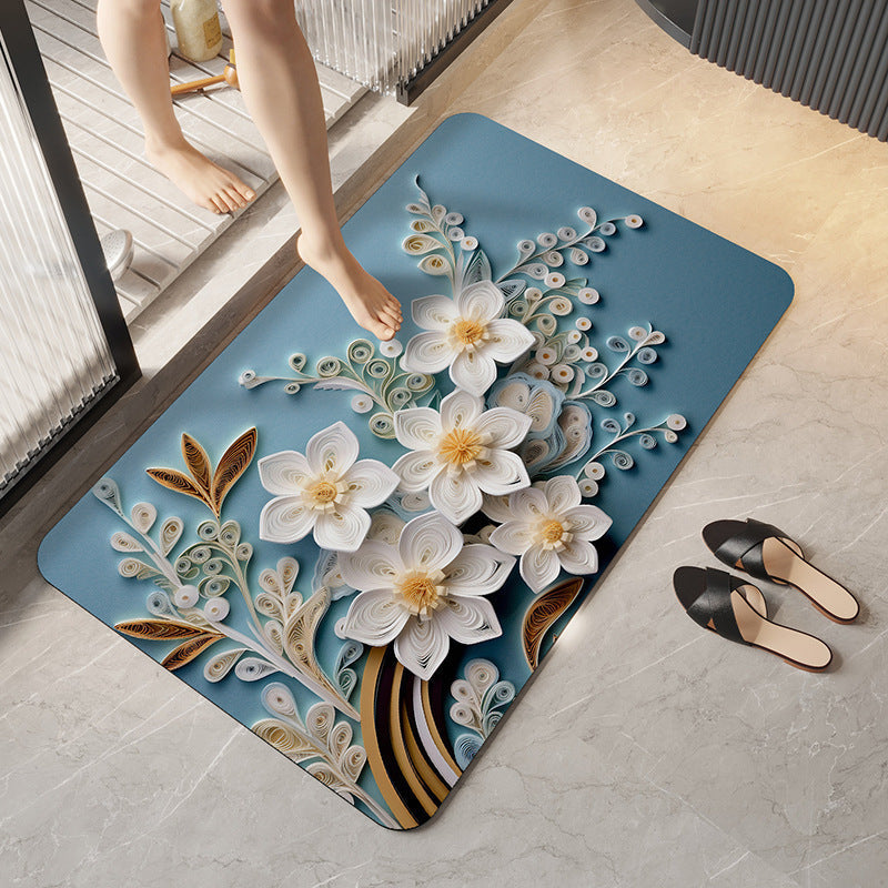 Botanical Elegance Bath Mat with Anti-Slip Backing