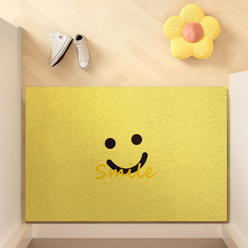 Smiley Face Welcome Entry Mat with Non-Slip Backing