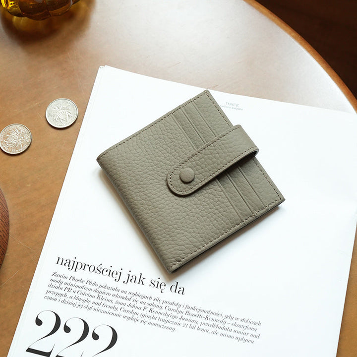 Premium Textured Leather Bi-Fold Wallet with Button Clasp