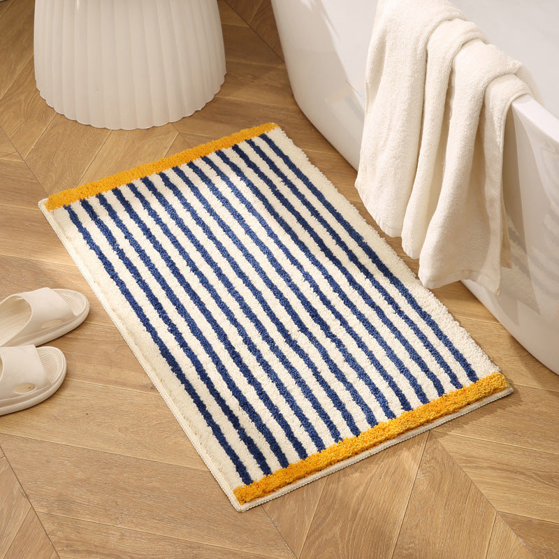Premium Checkered Plush Bathroom Mat with Non-Slip Backing
