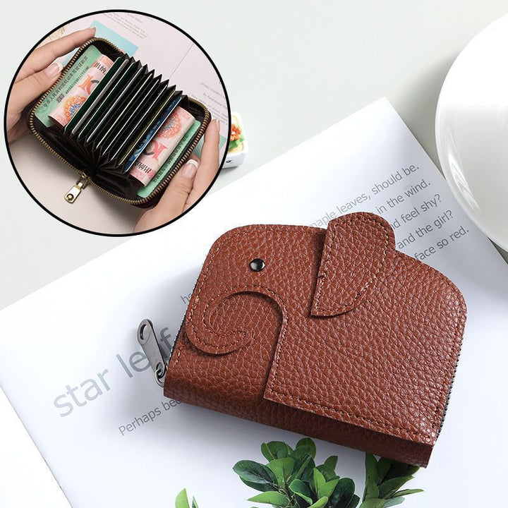 Premium Textured Leather Zippered Card Wallet with Multiple Compartments