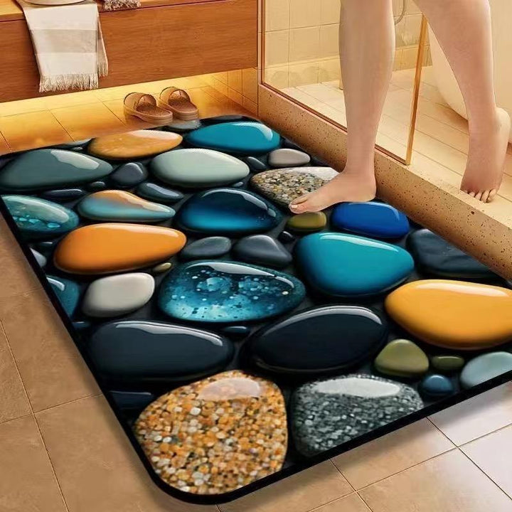 Natural Stone Texture Bath Mat with Non-Slip Backing