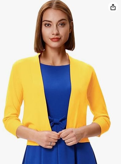 Open Front Casual Cardigan with Three-Quarter Sleeves
