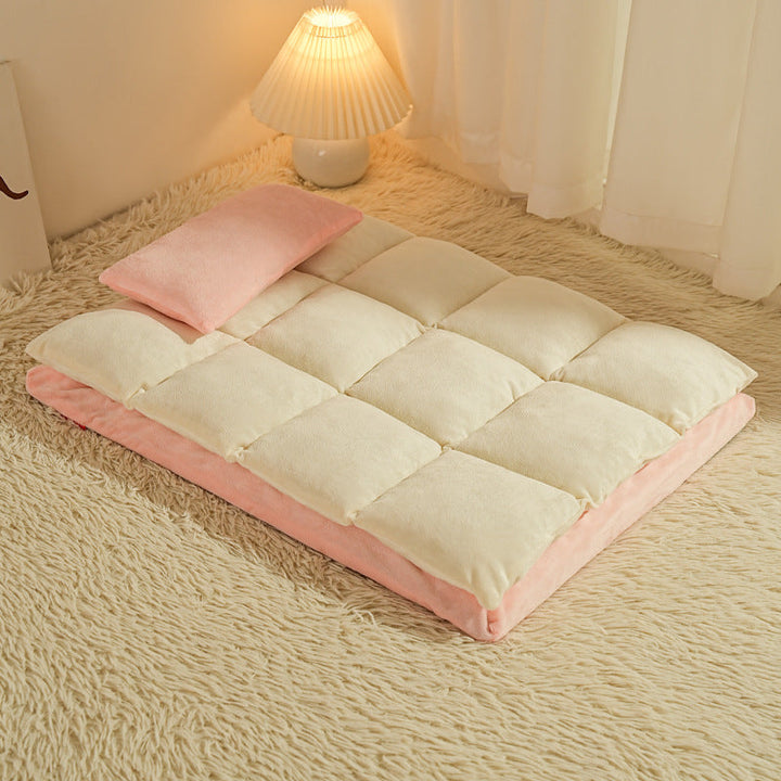 Portable Cushioned Sleeping Mat with Pillow - Compact Travel Bed