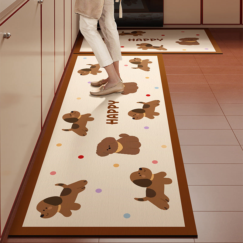 Playful Character Kitchen Floor Runner with Non-Slip Backing