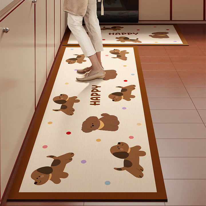 Playful Character Kitchen Floor Runner with Non-Slip Backing