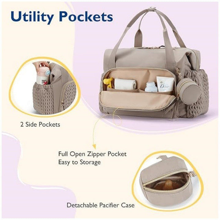 Premium Woven Travel Duffle Bag with Removable Strap and Detachable Pouch