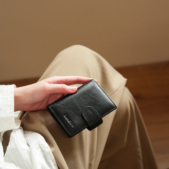 Slim Genuine Leather Card Organizer - Compact Wallet for Women