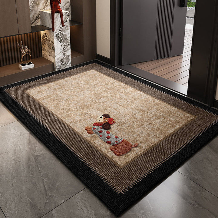 Playful Puppy Cartoon Entryway Rug - Fun Dog Design for Pet Lovers