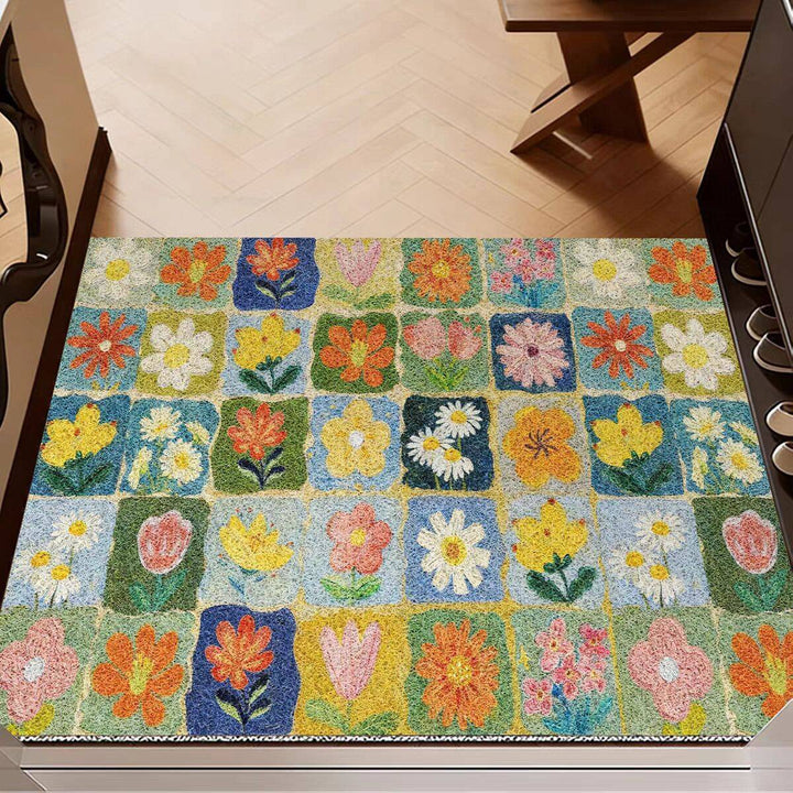 Botanical Bloom Area Rug - Vintage Floral Design for Living Rooms & Bedrooms