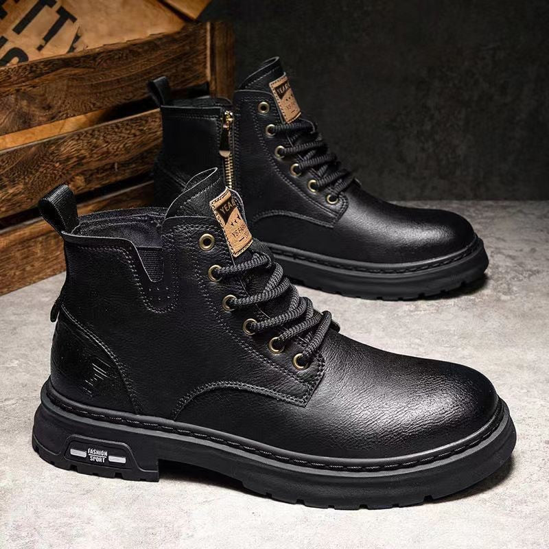 Premium Slip-On Leather Work Boots – Comfortable Anti-Slip Casual Footwear