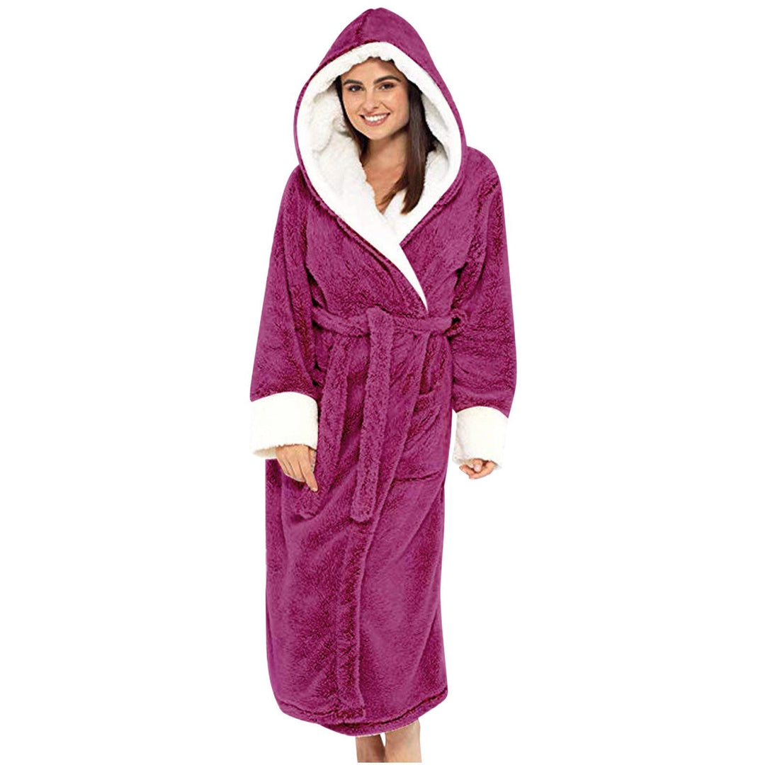Women's Hooded Fleece Robe with Belt - Cozy Loungewear