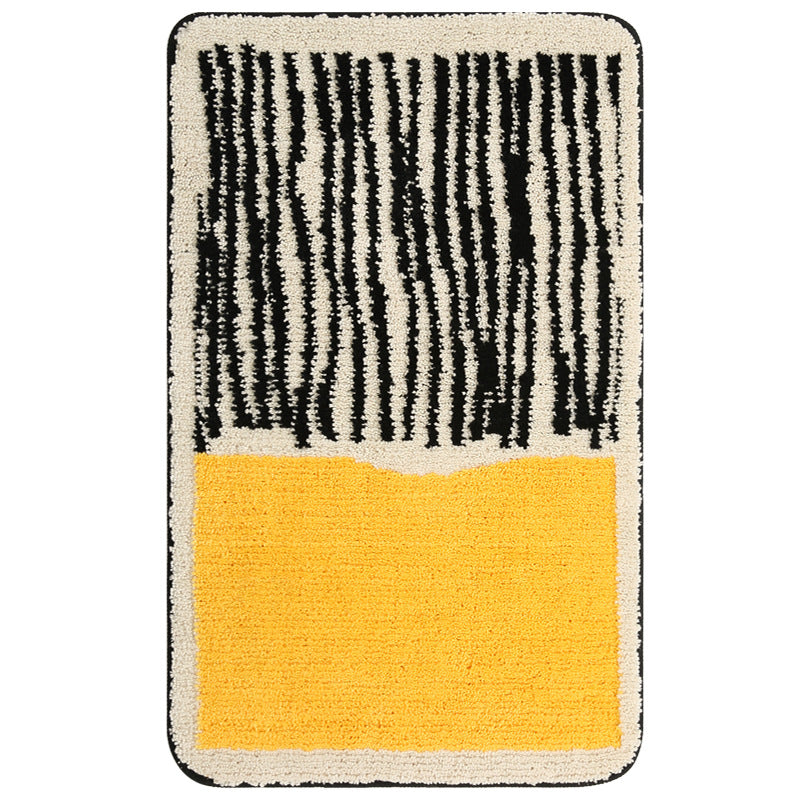 Modern Abstract Plush Bathroom Mat with Non-Slip Backing