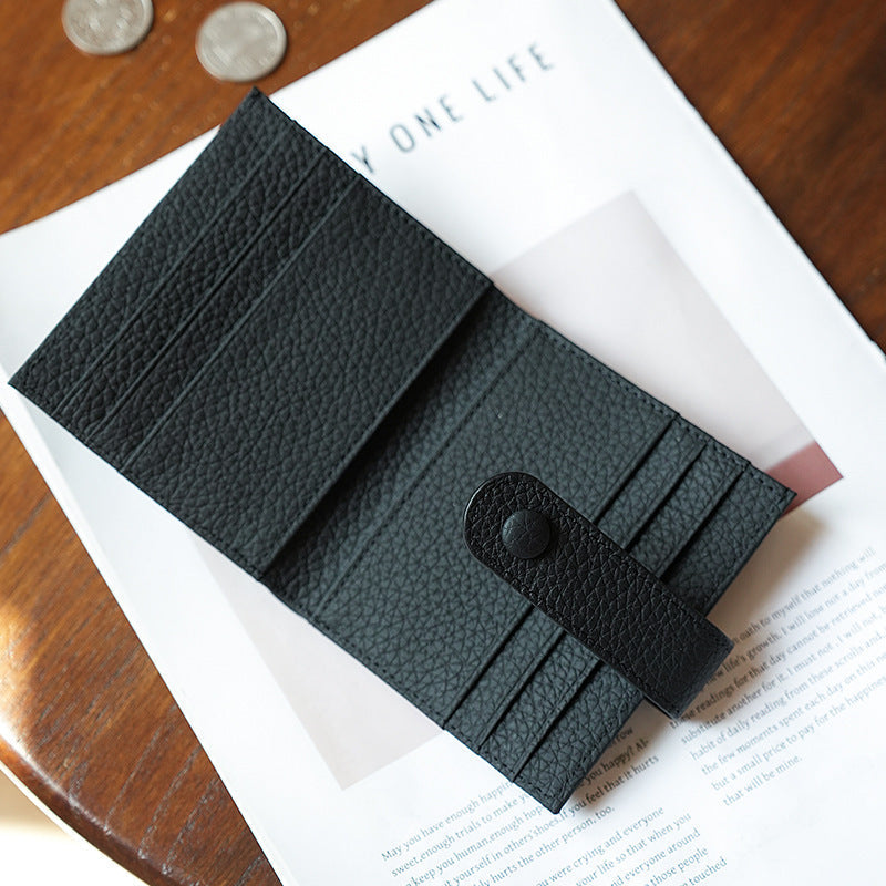 Premium Textured Leather Bi-Fold Wallet with Button Clasp