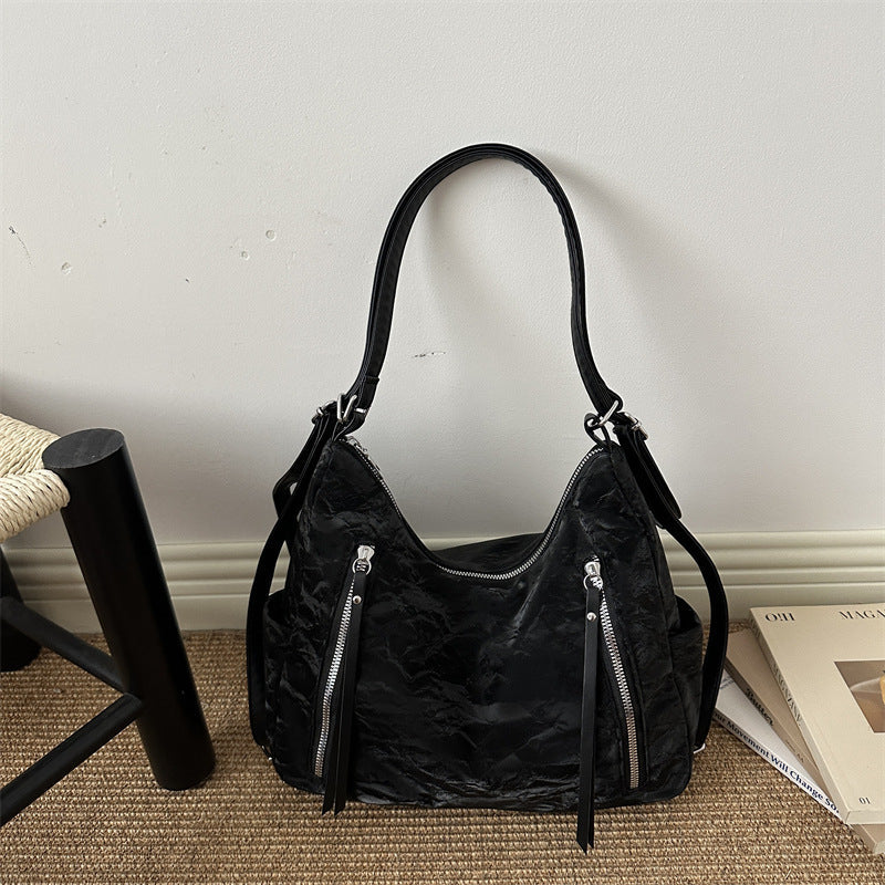 Modern Textured Hobo Shoulder Bag with Crossbody Strap